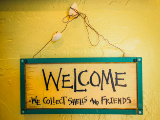 Welcome We Collect Shells and Friends Sign