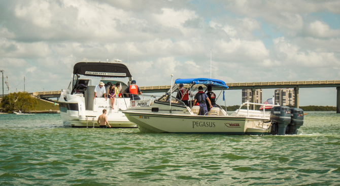 Boats Run Aground, New Pass, Florida