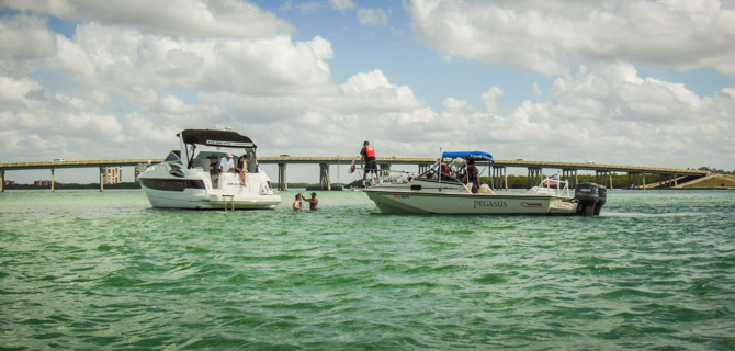 Boats Run Aground, New Pass, Florida